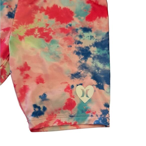 Hurley Girls Tie Dye Biker Shorts Multicolor Logo M - Picture 3 of 6